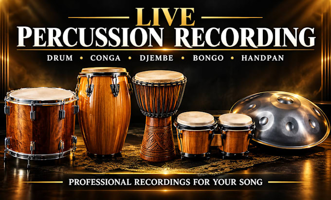 record percussion drum, conga, djembe, bongo, handpan for your song