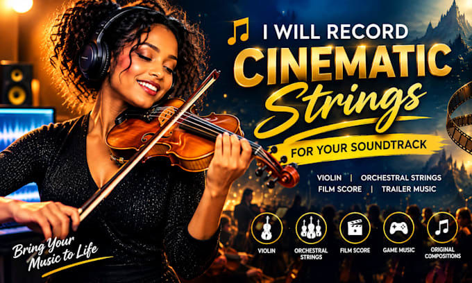 record cinematic violin and orchestral strings for your soundtrack