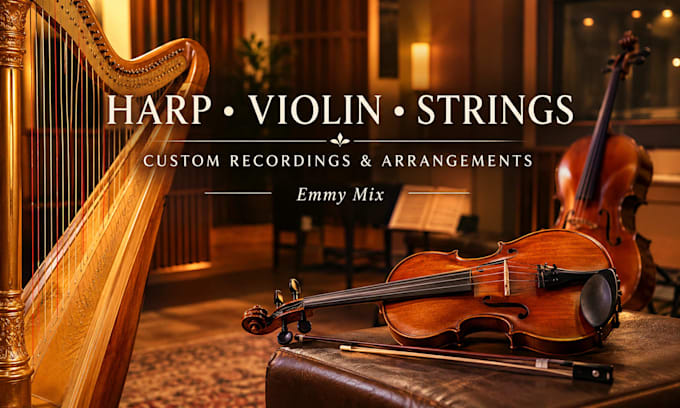 record harp, violin, strings part for your cinematic music