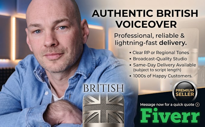 record a professional british male voiceover in 24 hours