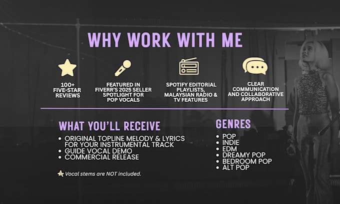 write melody and lyrics for your pop, indie, edm track