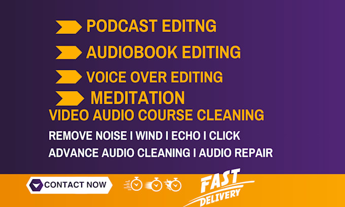 do audio editing to remove background noise, wind, echo, repair, clean, and fix