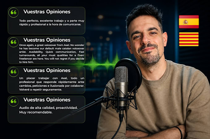 record a professional spanish or catalan voice over for ads, video or coorporate