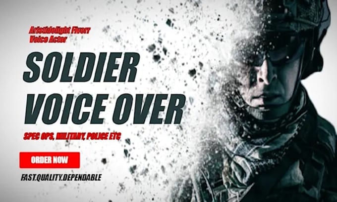 record a military, soldier,  commander, voice over