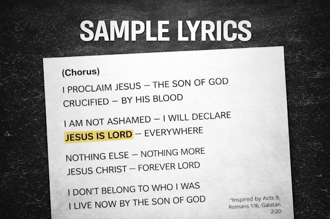 write powerful christian worship, anthem or pop song lyrics