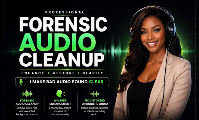 do forensic audio cleanup, whisper enhancement, fix distorted or robotic audio