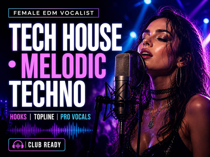 be your female vocalist for edm, tech house, deep progressive, melodic techno