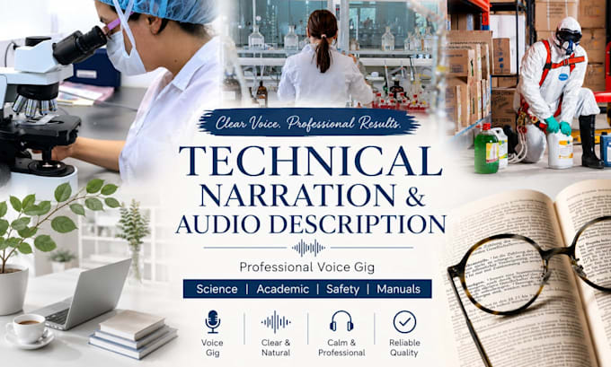 provide professional technical clear and calm voiceover for your project