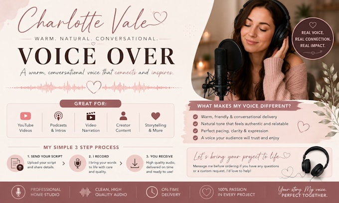 record a warm conversational female voice over