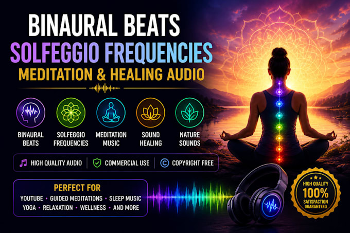 create binaural beats sound healing with solfeggio frequency virtual assistant