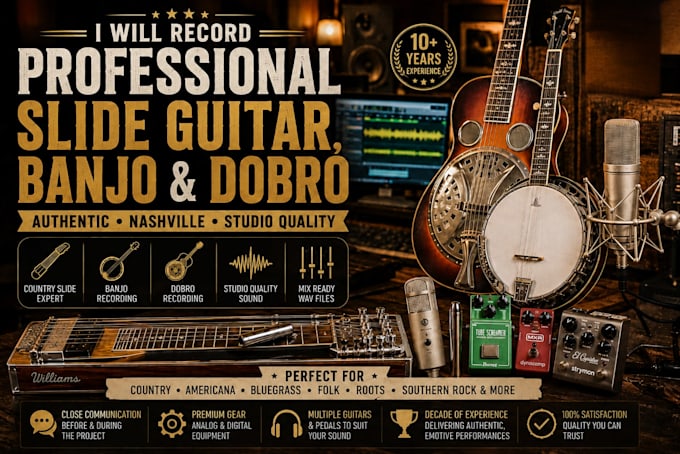 record professional slide guitar, banjo and dobro
