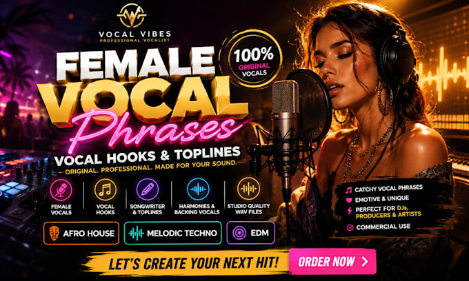create female edm vocal phrases hooks for melodic techno afro house