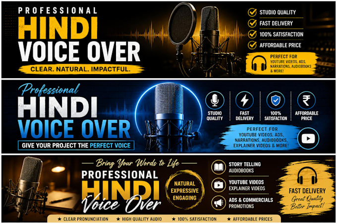 record a professional hindi voice over for your project