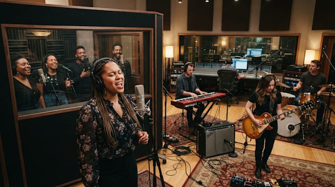 compose ,sing female vocalist gospel choir, backing, vocal harmony