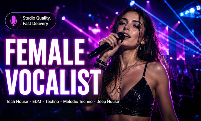 be your female vocalist for tech house, edm, techno, melodic techno, deep house