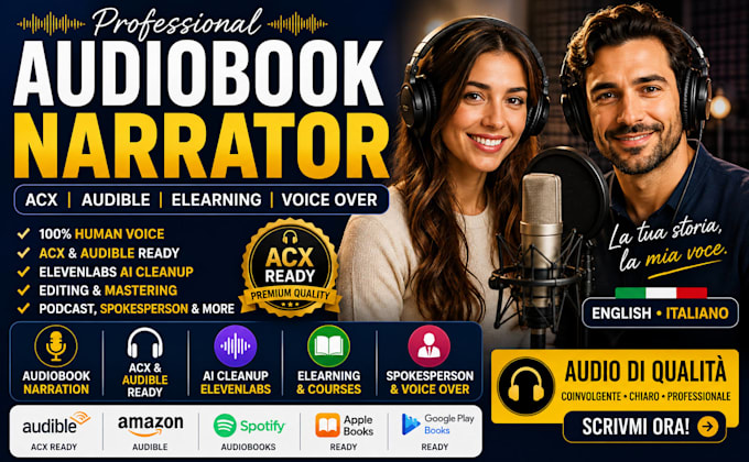 audiobook narrator acx audible editing elearning voice over elevenlabs cleanup