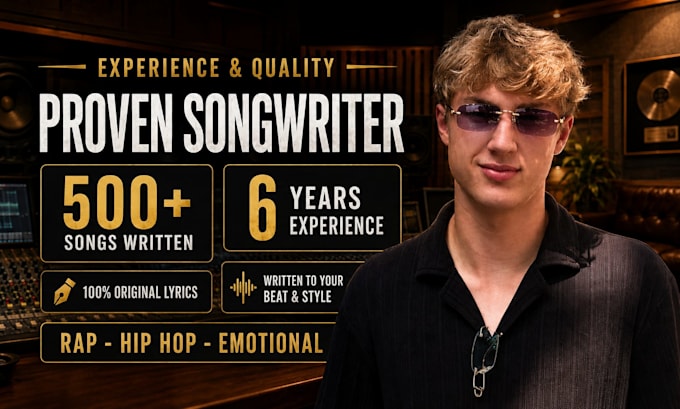 write professional rap or emotional lyrics for your song