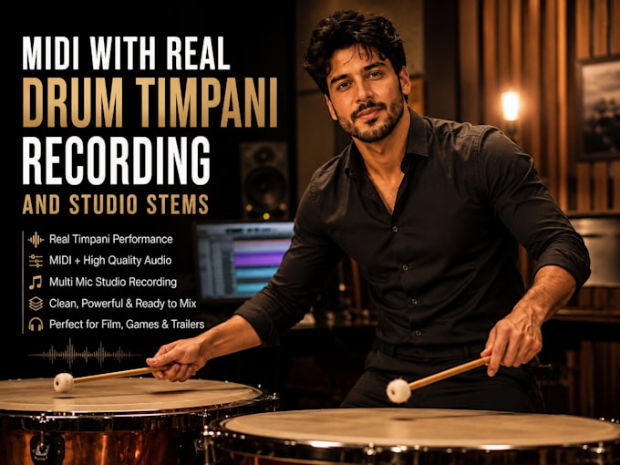 replace midi with real drum timpani recording and studio session musician