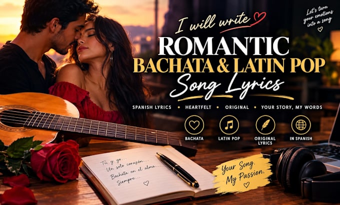 write romantic spanish bachata and latin pop song lyrics for your next hit