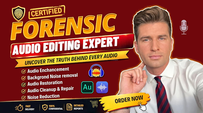 do forensic audio cleanup, detect background voice, noise reduction, enhance