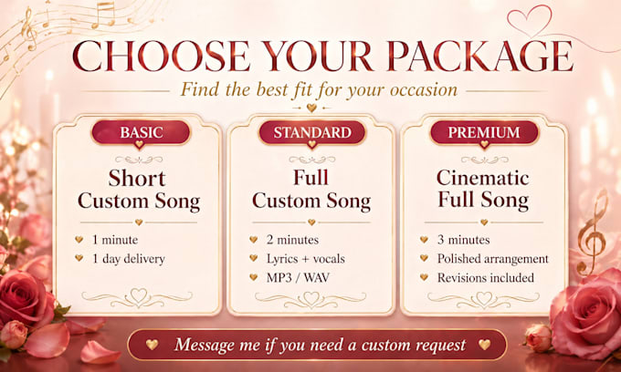 create a custom love song, wedding, anniversary, valentine