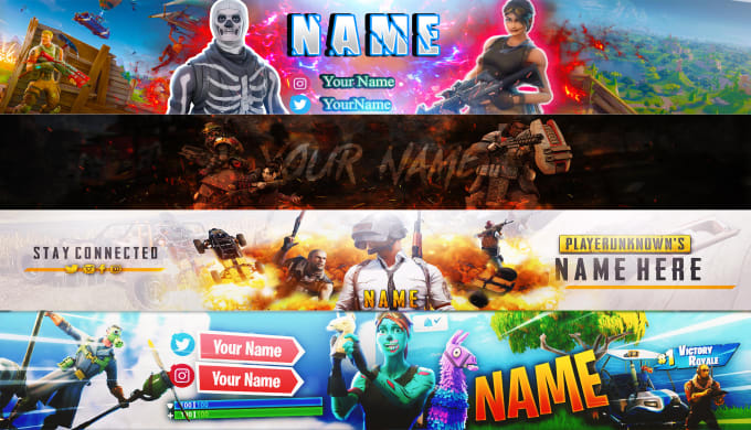 Gig Preview - Design 4 cool youtube banner gaming channel art