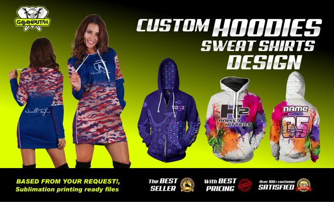 Gig Preview - Make sublimation hoodie or sweatshirt design