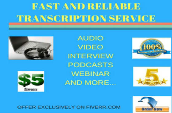 Gig Preview - Transcribe 10 minutes  audio or video