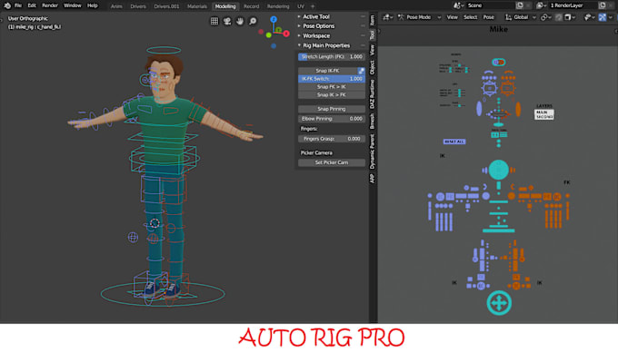 Gig Preview - Add 3d rig to your 3d character on blender