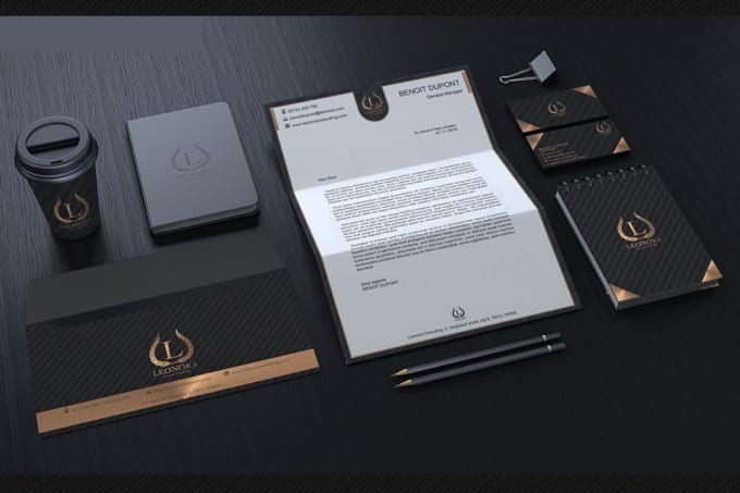 Gig Preview - Do black and gold business card stationary design