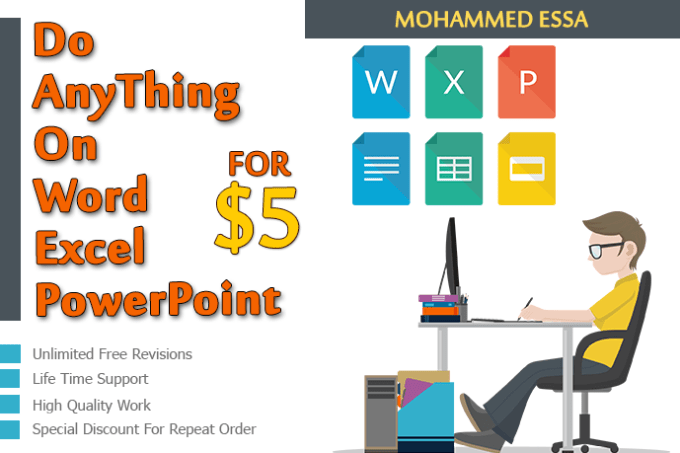 Gig Preview - Do anything on word excel, powerpoint