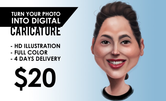 Gig Preview - Make digital caricature portrait from your photo