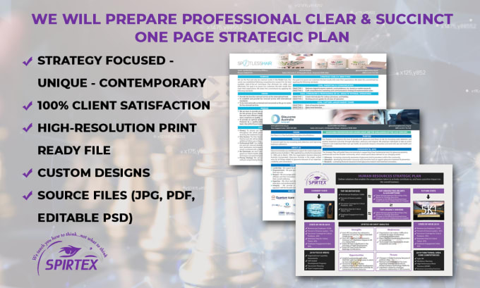 Gig Preview - Prepare a clear and concise 1 page strategic plan