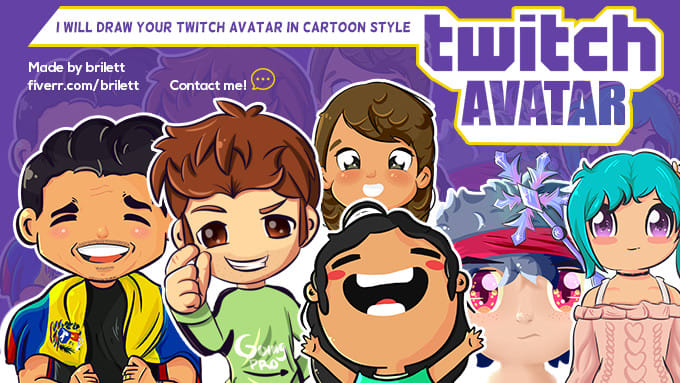 Gig Preview - Draw a twitch avatar cartoon for you