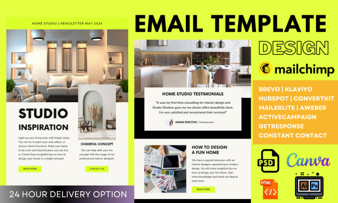 Gig Preview - Design editable mailchimp email template and newsletters