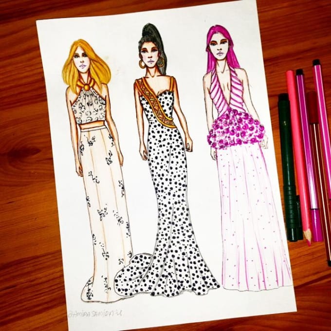 Gig Preview - Design watercolor fashion sketches