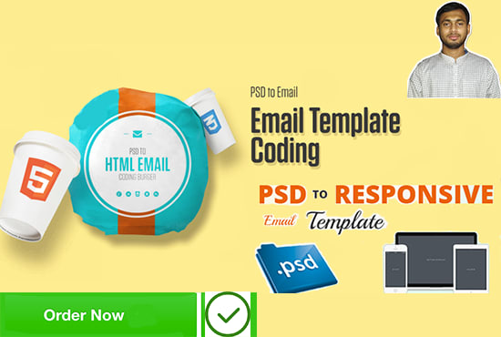 create PSD to responsive html email mailchimp template