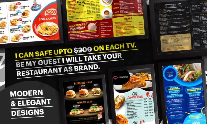 Gig Preview - Design digital menu, digital menu board or animated  menu