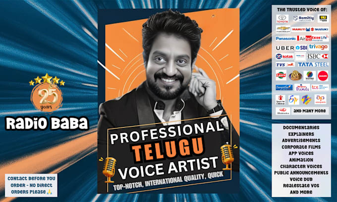 Gig Preview - Be your expert male telugu voice over artist