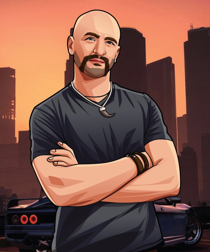 Gig Preview - Draw gta v and cute cartoon caricature  your photo