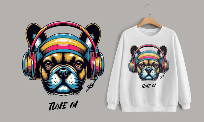 Gig Preview - Do abstract cartoon dog t shirt design and free mockup