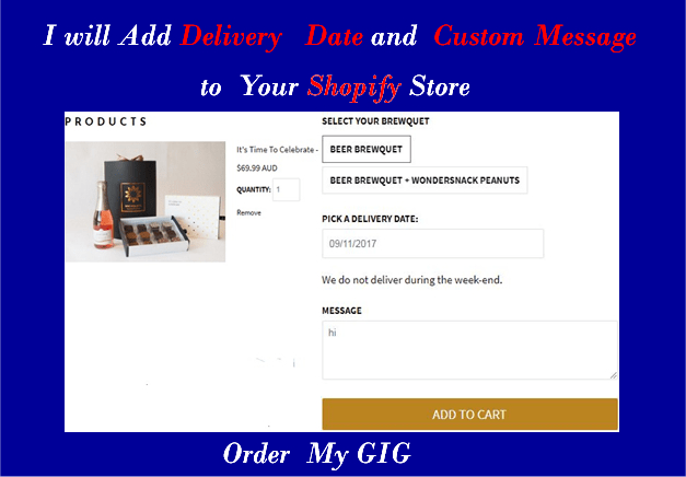 Gig Preview - Add date picker and custom message to your shopify cart page