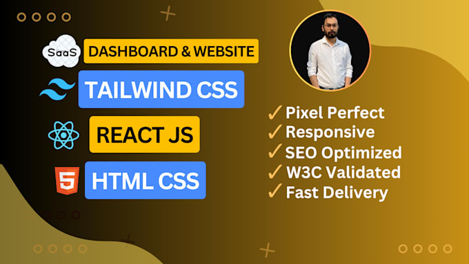 Gig Preview - Do saas dashboard and website in react with tailwind CSS