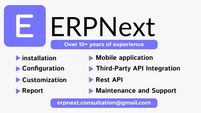 Gig Preview - Provide erpnext installation, customization, and script report services