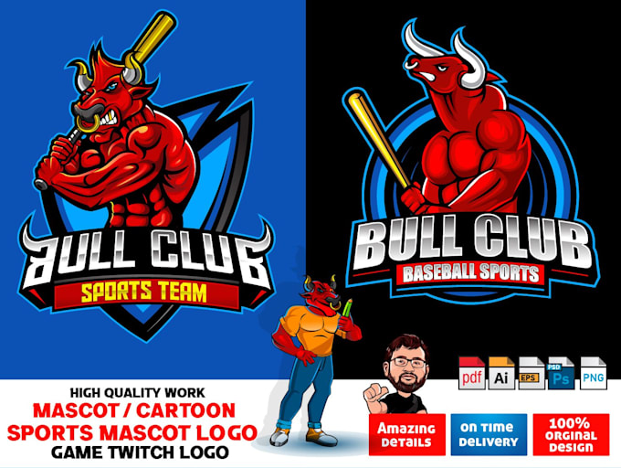 Gig Preview - Do sports mascot and cartoon logo design for your business