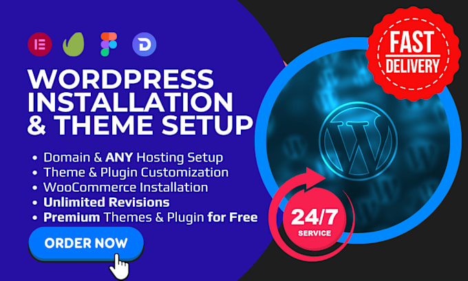 Gig Preview - Install wordpress, elementor pro, theme, plugins and customize in 1 hour