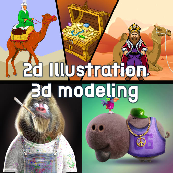 Gig Preview - Do digital 2d and 3d cartoon and nft traits