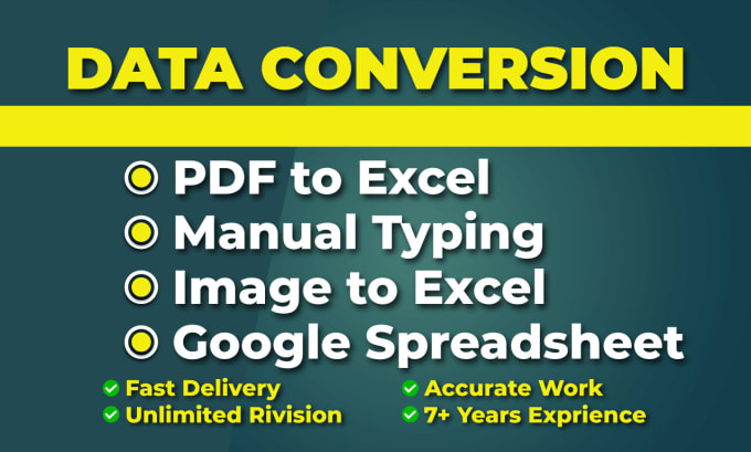 Gig Preview - Convert PDF to excel, scan page to excel or google sheet and copy paste