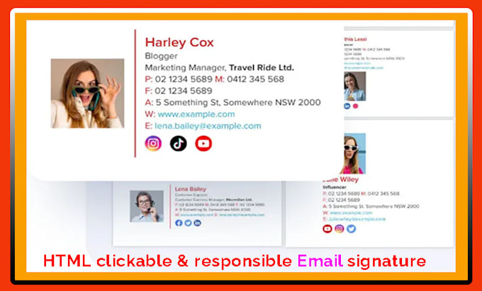 Gig Preview - Make clickable HTML email signature for outlook,gmail, apple