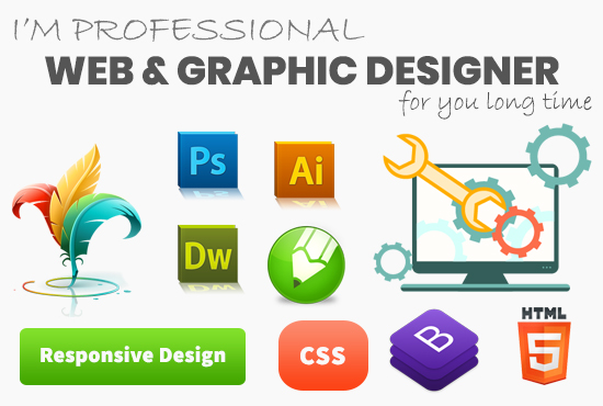 Gig Preview - Work long time for you in web and graphic designing